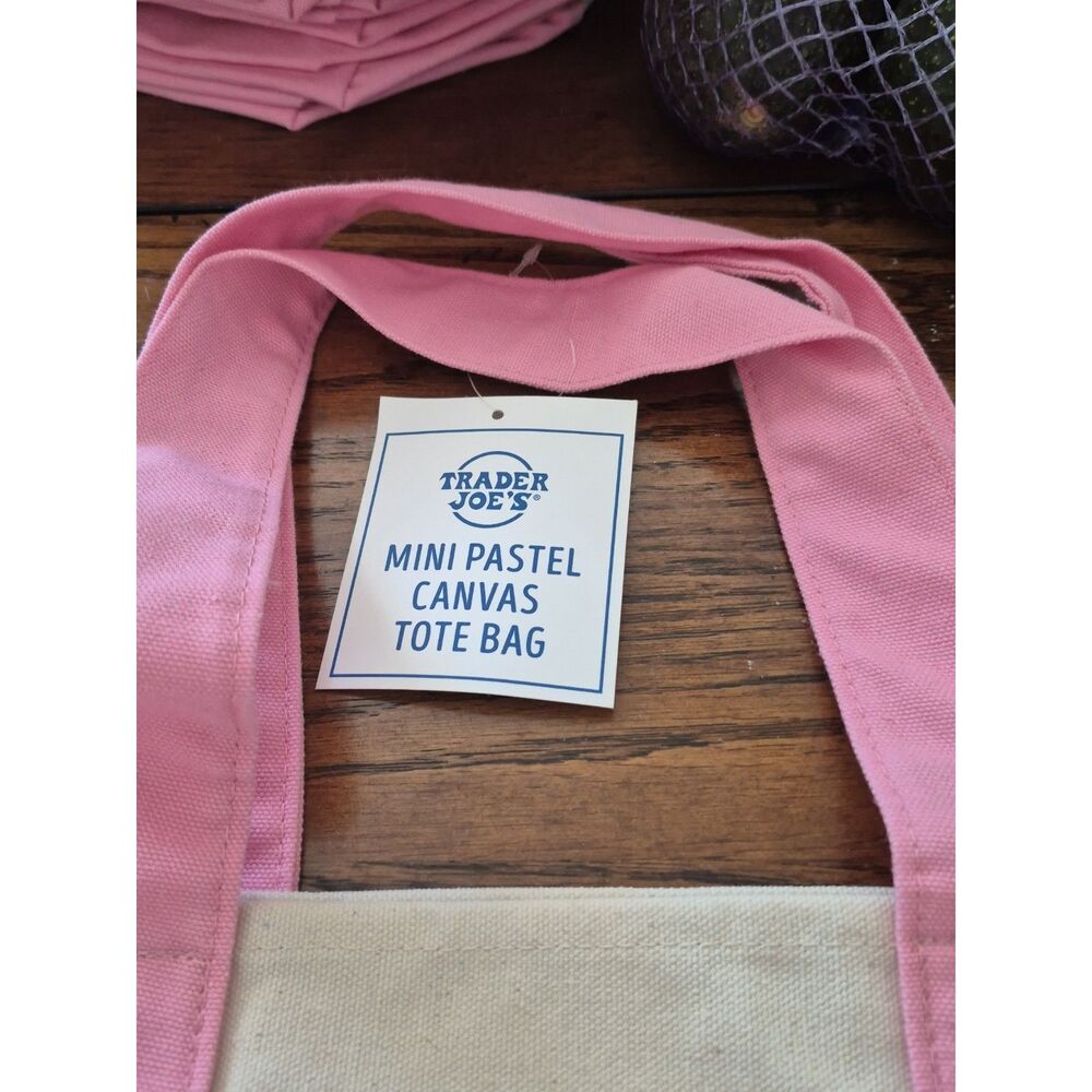 Spring 2026 Trader Joe’s Mini Pastel Canvas Tote Bag Set Of 4 In Stock Available - Picture 8 of 8